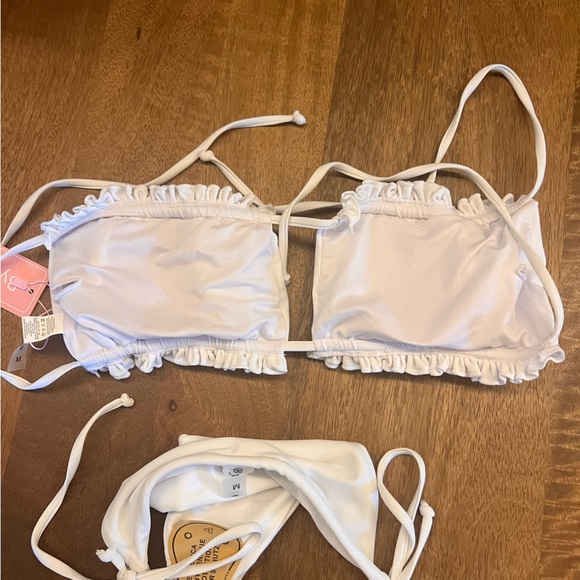 Rouched Bikini Bathing Suit in White - Picture 3 of 7